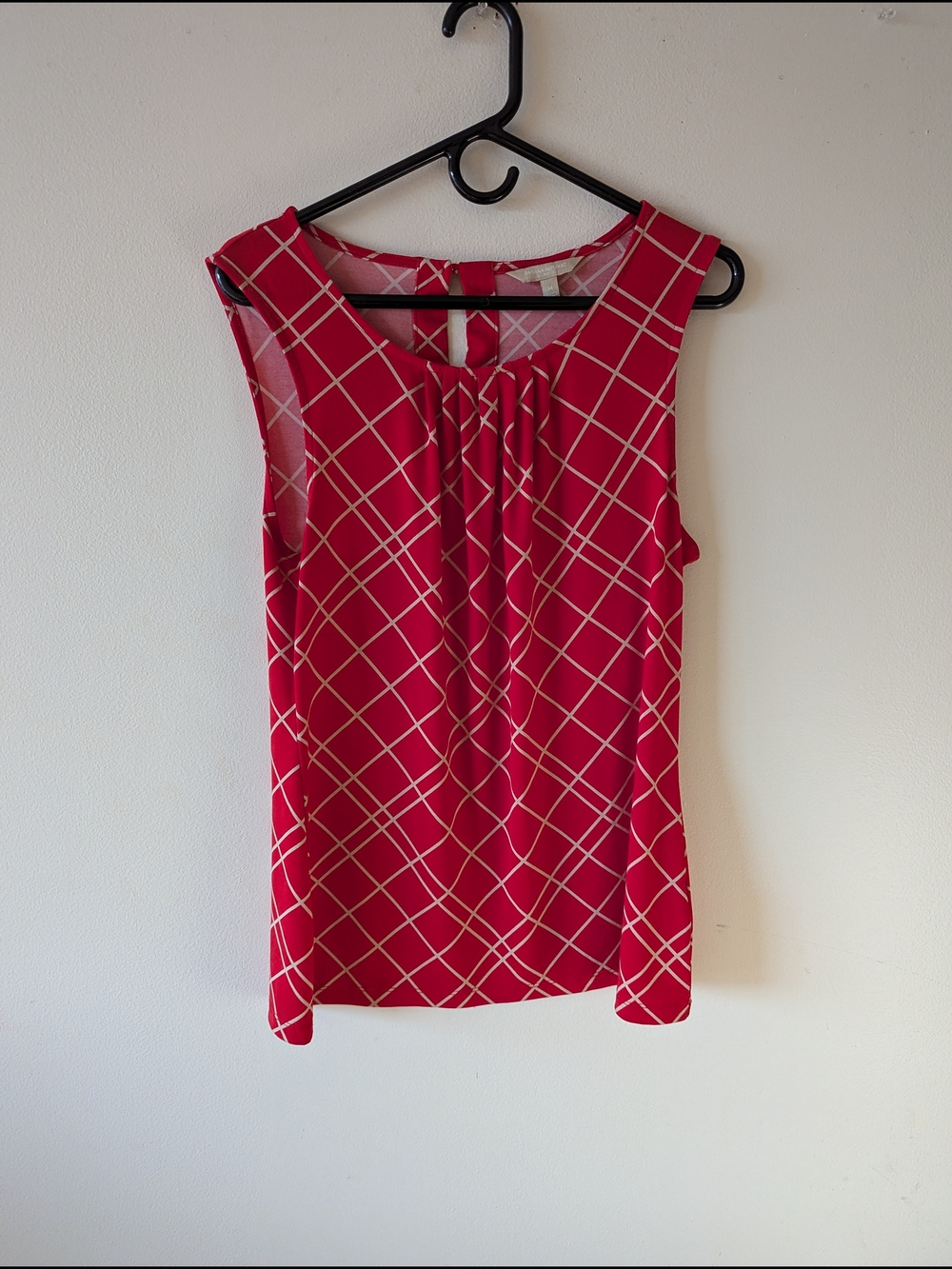 Banana Republic Sleeveless Pink Windowpane Pleated Front Women's Top M